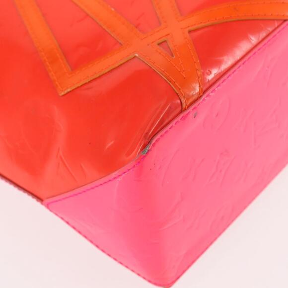 LOUIS VUITTON Monogram Vernis Fluo Reade MM Hand Bag Pink...